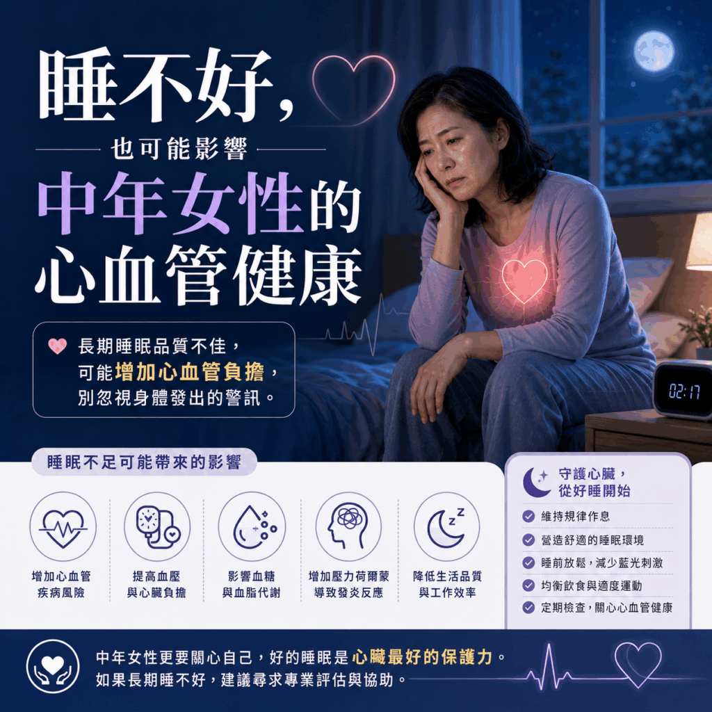 中年女性心血管健康長期睡不好微循環保養-領醫立達診所